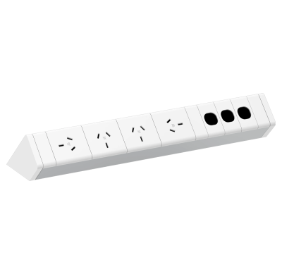 ATHENA ABOVE DESK POWER RAIL 4 x GPO + 3 x DATA