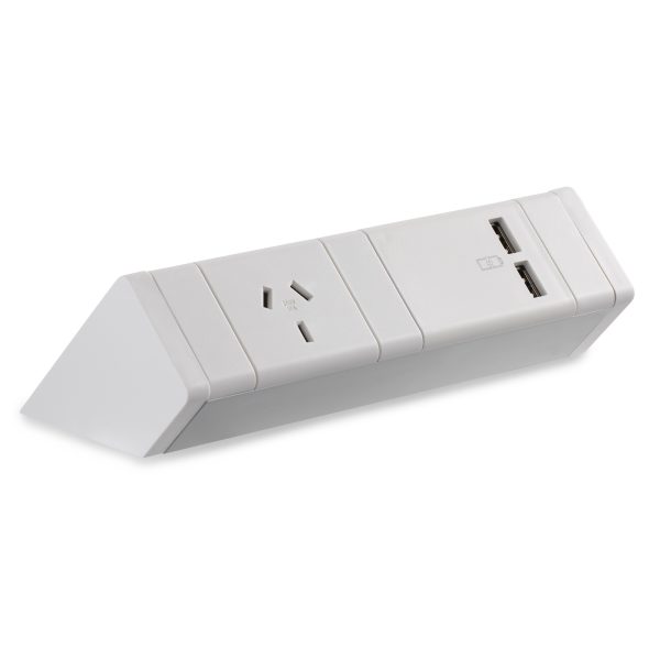 ATHENA ABOVE DESK POWER RAIL 1 x GPO + 2 x USB