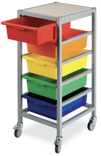 Mobile Storage Tote Tray Trolley