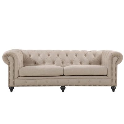 CHESTERFIELD LINEN THREE SEATER