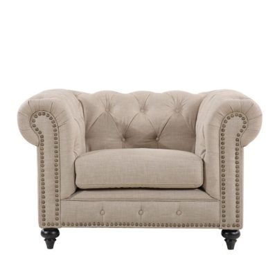 CHESTERFIELD LINEN ARM CHAIR