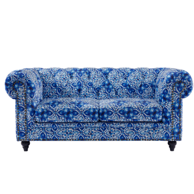 CHESTERFIELD BLUE & WHITE TWO SEATER