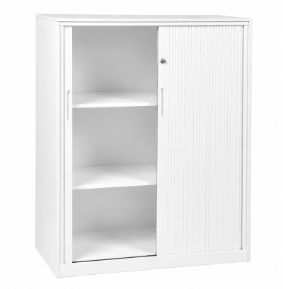 Worker Tambour Door Cabinet - White