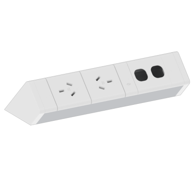 Athena Above Desk Power Rail – 2x Rotated GPO + 2x Data Provision