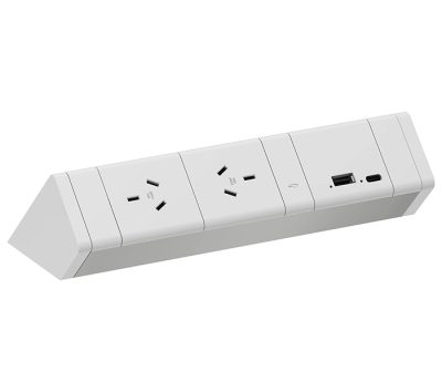 Athena Above Desk Power Rail – 2x GPO + USB A/C Charging (30W)
